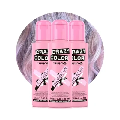 Image of Crazy Color Metallic Marshmallow Semi Permanent Trio Hair Dye. Highly Pigmented Dusty Pink Conditioning &amp; Oil Nourishing Vegan Formula No Bleach or Ammonia 300ml