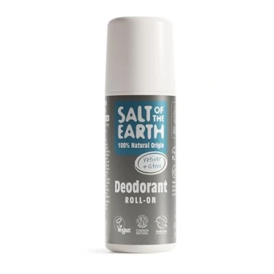 Image of Salt of the Earth Natural Deodorant Roll On for Men Certified 100% Origin Ingredients Vegan, Long Lasting Protection, Leaping Bunny Approved Made in UK Vetiver &amp; Citrus 75ml