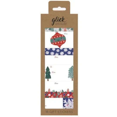 Image of Glick Xmas Gift Tag Stickers Festive Design Luxury Christmas Wrap Accessory