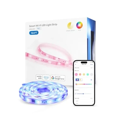 Image of Smart LED Strip Light, 5M RGBWW Light Compatible with Alexa, Google Home, Multicolor Lights Voice Control and Remote for Bedroom, Party, DIY Decoration