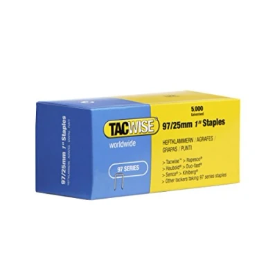 Image of Tacwise 0305 97/25mm Galvanised Narrow Crown Staples for Staple Gun (Pack of 5000)