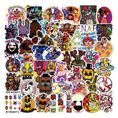 Image of Lanseede 50pcs Five Nights at Freddy&#039;s Stickers Vinyl Waterproof for Laptop,Bumper,Skateboard,Water Bottles,Computer,Phone,Terror Game