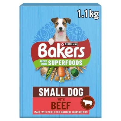 Image of Bakers Small Dog Dry Food Beef and Veg 1.1kg, Pack of 5