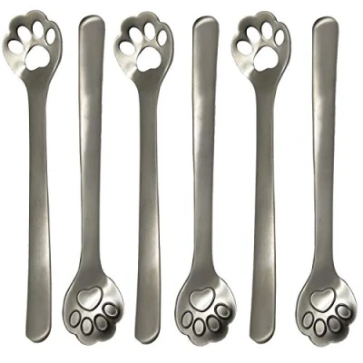 Image of Maydahui 6PCS Cat Paw Spoon Hollow Out Coffee Spoons 304 Stainless Steel Teaspoon for Dessert Ice cream Stirring Home Kitchen Restaurant
