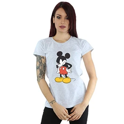 Image of Disney Women&#039;s Mickey Mouse Angry Look Down T Shirt Sport Grey Large