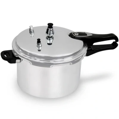 Image of 6 Litre Dual Handle Pressure Cooker for Kitchen &amp; Catering, Aluminium + Stainless Steel, Suitable all Hob Types Including Induction Silver