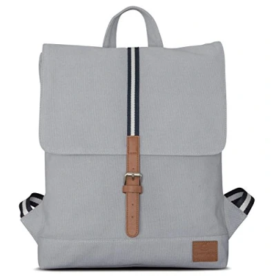 Image of Johnny Urban Backpack Women Small Grey Lea Canvas Rucksack Bag for Work, Uni, Leisure With 15.6&quot; Laptop Pocket Water repellant