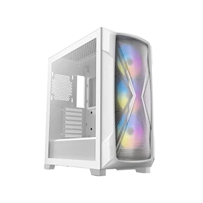 Image of Antec DP505 Gaming Case w/Glass Window, E ATX, X Shaped Mesh Front, 3 ARGB Fans, RGB/PWM Controller, LED Control Button, USB C, White