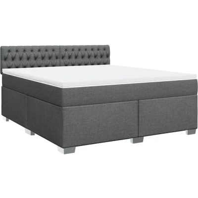 Image of vidaXL Box Spring Bed with Mattress Dark Grey 180x200 cm Fabric