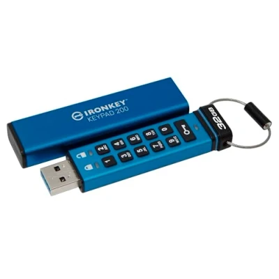 Image of Kingston IronKey Keypad 200 Type A Hardware encrypted USB Flash Drive FIPS 140 3 Level (Pending) with XTS AES 256 bit Encryption IKKP200/32GB