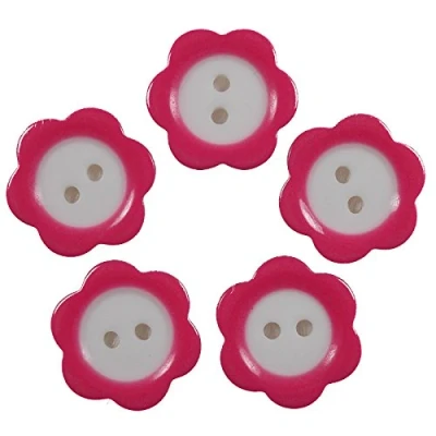 Image of Colour Rim Daisy Flower Plastic Buttons 20mm (Pink, 5)