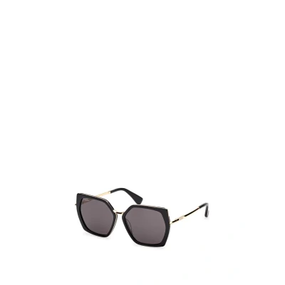 Image of Max Mara Woman MM0136 MILLER 5 01A Sunglasses Acetate Black Smoke Geometric Normal