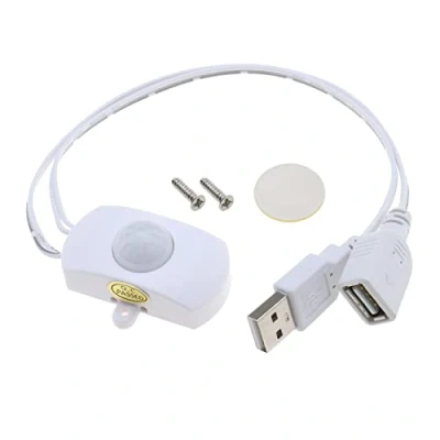 Image of YINETTECH PIR Motion Sensor Switch DC 5V 24V 4A Occupancy for LED Lighting Infrared Detector Automatic Strip USB Interface White
