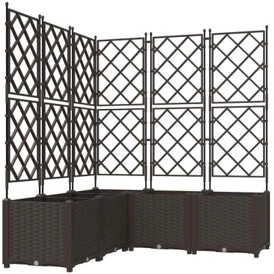 Image of vidaXL Garden Planter with Trellis 5 pcs Brown 120x120x143 cm