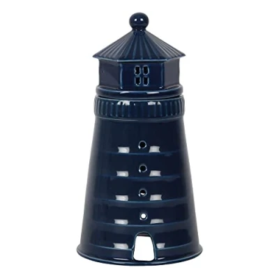 Image of Whimsical Blue Lighthouse Oil Burner 18cm x 9.4cm (1 Pc.) Delightful Design with Subtle Details, Great Decor Piece for Nautical Homes, Perfect Wax Melts and Fragrance