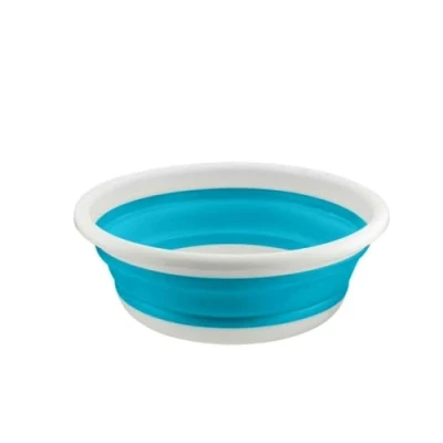Image of Homeshopa Collapsible Washing Up Bowl, 5 Litre Round Folding Wash Basin, Multipurpose Portable Basket, Silicone Bucket for Kitchen Outdoor Travel Camping Hiking Caravan Water Carrier (Blue)