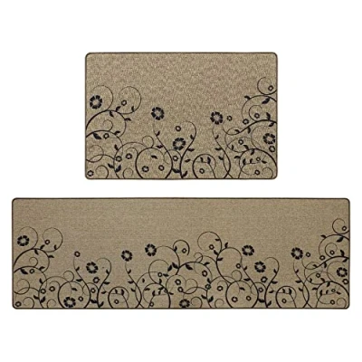 Image of JVL&#039;Elegance Machine Washable Doormat and Runner, Trailing Flower