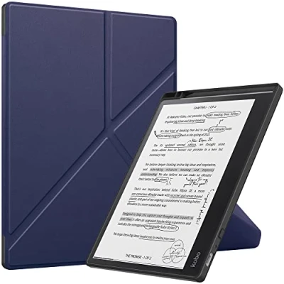 Image of Lemxiee Cases for Kobo Elipsa 2E (2023) Case, Slim Smart Folio PU Protective Case with Pen Holder, Car Sleep/Wake, Scratch Resistant, Folding Stand, Leather Blue