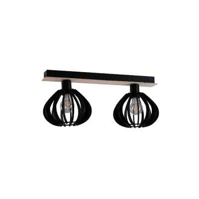 Image of Nicoleta Twin Ceiling Spotlight Black And Natural, 52cm, 2x E27