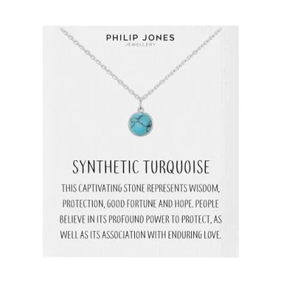 Image of Philip Jones Synthetic Turquoise Necklace with Quote Card