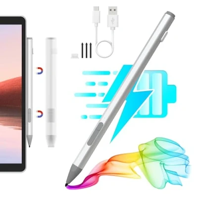 Image of Surface Pen Stylus for Microsoft Pro 11/10/9/8/X/7+/7/6/5/4/3, Go 4/3/2/1, Laptop/Studio/Book 4/3/2/1 with Palm Rejection, 4096 Levels Pressure, Rechargeable and Magnetic