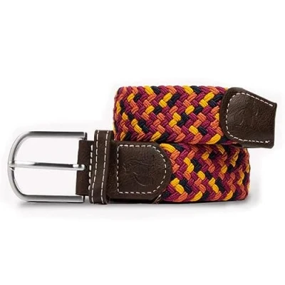Image of Swole Panda Recycled Woven Adjustable Belt Large Orange &amp; Yellow Zigzag