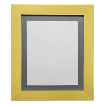 Image of FRAMES BY POST Metro Picture Photo Frame Gold with Dark Grey Mount 24 x 18 Image Size 12 Inch Plastic Glass