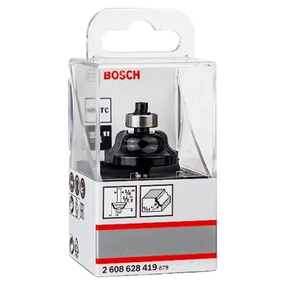 Image of Bosch 2608628419 Roman Ogee Ball Bearing Pilot Bit with Two Flutes and Tungsten Carbide (Radius 4.0mm)