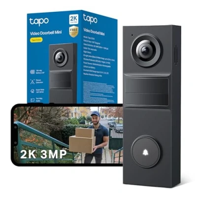 Image of Tapo D205 2K 3MP Doorbell Camera No Monthly fee,160 Wireless,Ring Battery,2 Way Audio,Doorbell Calls,AI Detection,180 days battery life,IP54,APP Control, Alexa/Google Home