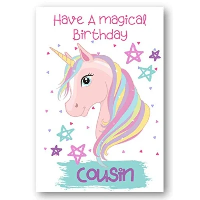 Image of Second Ave Cousin Children&#039;s Kids Magical Unicorn Birthday Card For Her Greetings