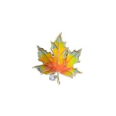 Image of sunjiaqi Maple Leaf Brooch Pin Autumn Fall Leaves Crystal Rhinestone Plant Lapel Badges Accessories Jewelry Gifts for Women Girls Scarves Buckle