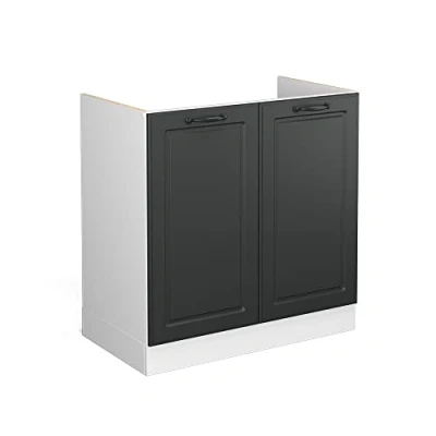Image of Vicco Sink base cabinet Raul, Anthracite country house/White, 80 cm without worktop