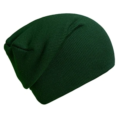 Image of DonDon Beanie hat men hats for women Winter Slouch design hunter green