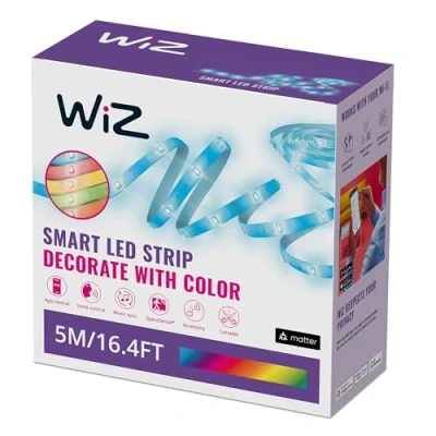 Image of WiZ Smart RGB LED Strip Light, 5m, 16 Million Colors, Dynamic Scenes, Connects to Your Wi Fi, Voice/App Control, Works with Google Home, Alexa and HomeKit, Lights Bedroom, Kitchen, Living Room