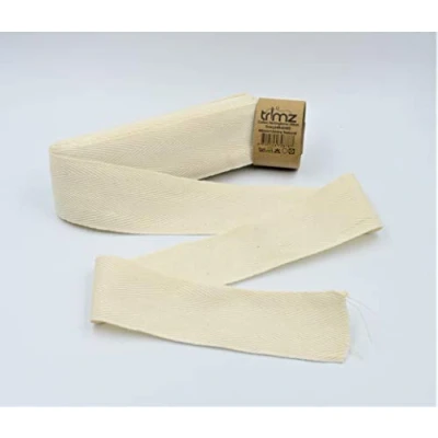 Image of Trimz 100% Cotton Herringbone Tape, Natural, 40mm x 5m