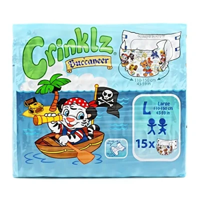Image of Crinklz Buccaneer Adult Diapers/Nappies, Large (pack of 15)