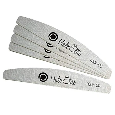 Image of Pure Nails Halo Elite Zebra Moon Nail Foam Files 100/100 Grit (Pack Of 5)