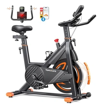 Image of 2025 Toputure Exercise Bike with LCD Display, Stationary App 0 100% Magnetic Resistance Spin for Home Gym Use, Ultra Quiet 15kg Flywheel, 350lbs Weight Capacity