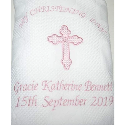 Image of Christening/Baptism/Naming Day Personalised Shawl.