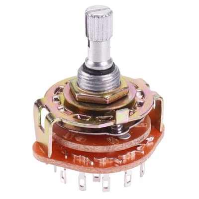 Image of 4 Pole 3 Way Rotary Switch 6mm Actuator Solder Terminals Panel Mount