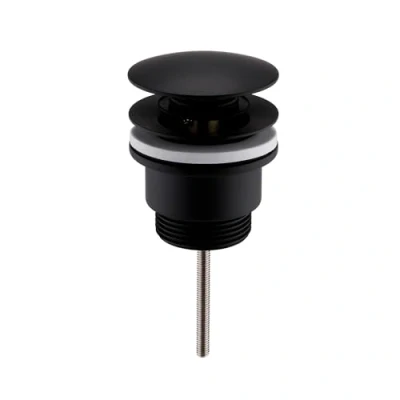 Image of ENKI, W68, Matt Black, Slotted or Unslotted, Universal Pop Up Basin Waste Sink Plug Push Button Click Clack