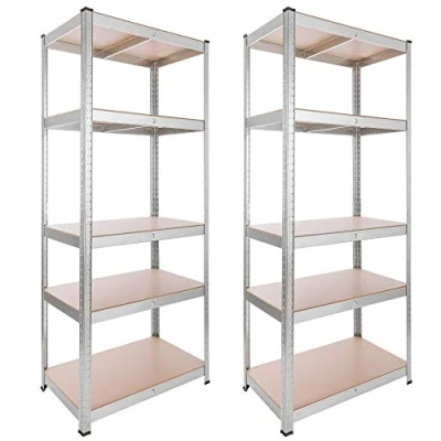 Image of Arebos Heavy Duty Shelving Set of 2 180 x 75 45 cm 875 kg Load Capacity 5 MDF Panels Easy to Assemble with Plug In System Unit Storage Cellar Workshop