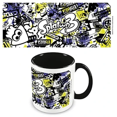 Image of Pyramid International Splatoon Mug (Graffiti Design) 11oz Ceramic Coffee Mug, Mugs for Men and Women Official Merchandise, Black