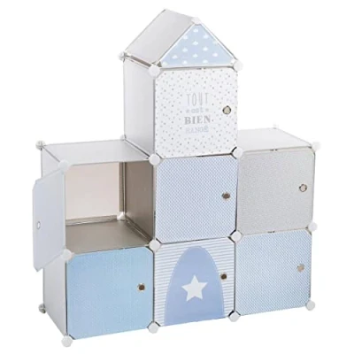 Image of Atmosphera Castle Children&#039;s Storage Lockers Grey and Blue 96 x 109 cm