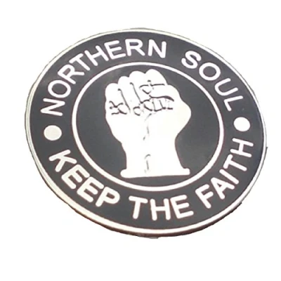 Image of Northern Soul Keep The Faith Circle Enamel Pin Badge Black/Silver 1.5cm x