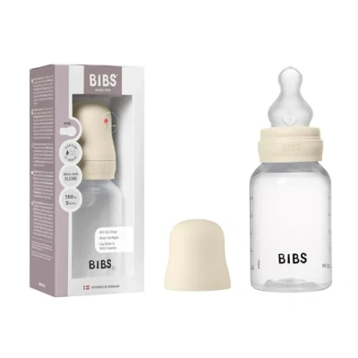 Image of BIBS Baby Bottle 150 ml Silicone Nipple Anti Colic, BPA Free, Round Nipple, Slow Flow, Lightweight &amp; Easy to Clean, Suitable for Newborns 0+ Years Ivory
