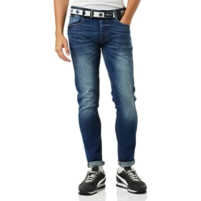 Image of Crosshatch Mens Essentials Barbeck Classic Slim Fit Jeans(Barbeck/Blue W32/30L)