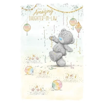 Image of Me to You Tatty Teddy Cute Birthday Card For Daughter In Law, Bear With Party Streamers Official Collection