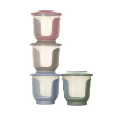 Image of Vital Baby Nourish Store &amp; Wean Food Pots 120ml 4pk 4m+, Leakproof, Stackable, Soft Base, EarthSmart Biodegradable, BPA Free Freezer Safe for