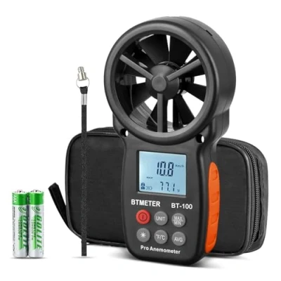 Image of BTMETER BT 100 Digital Anemometer Handheld, Anemomters Wind Speed Meter for Measuring Speed, Temperature and Chill with Backlight Max/Min/AVG HVAC Shooting Drone